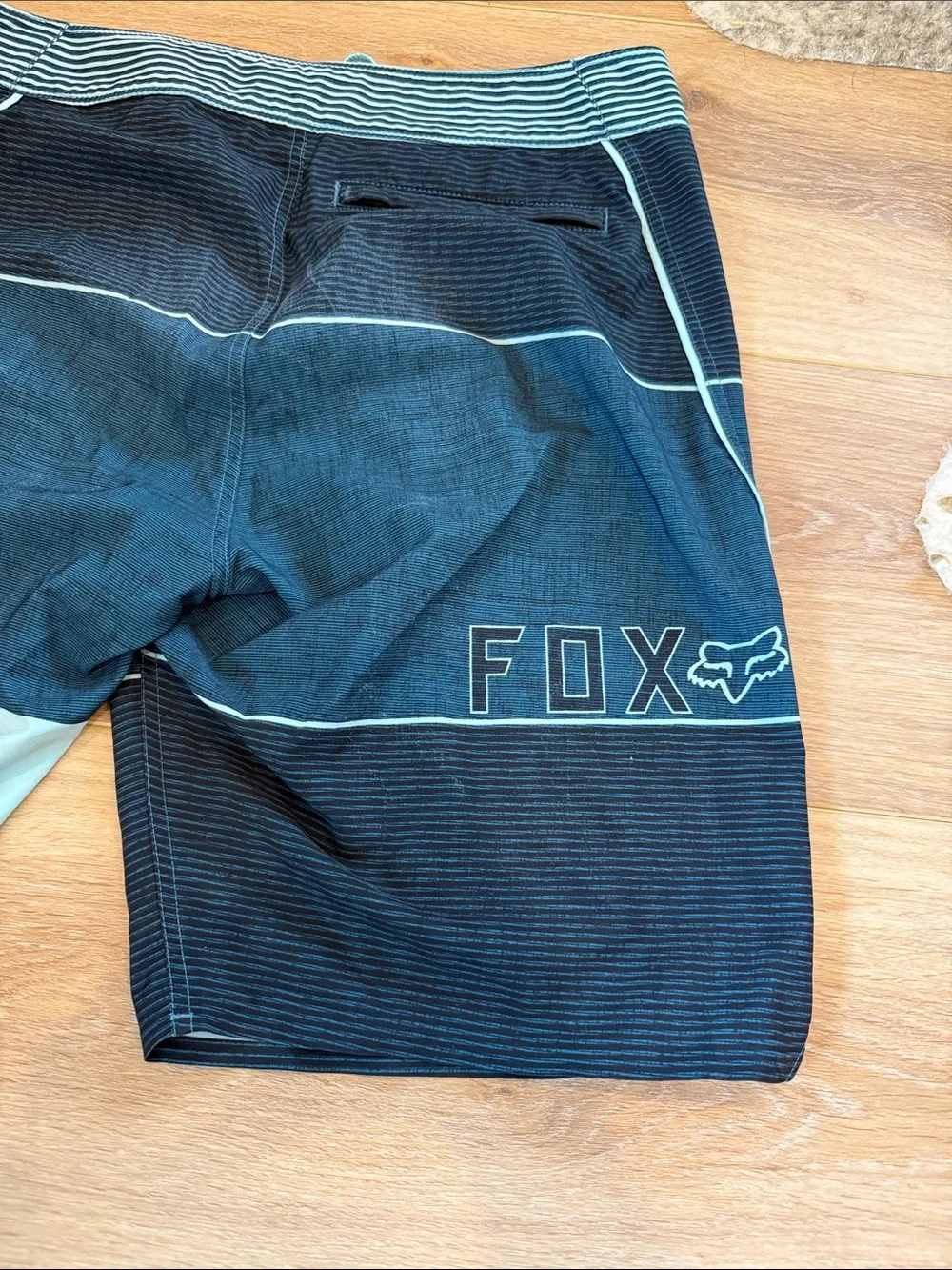 Fox Men’s Black and Light Teal Swim Board Shorts Ian Walsh
